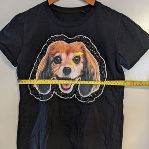 Rare Dutch Custom Black Sequin Dog T-shirt